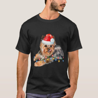 T-shirt Yorkie Christmas Light Chien Chien Chien Chien Chi