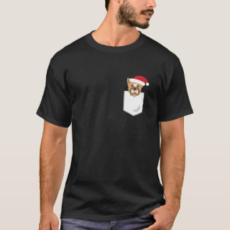 T-shirt Yorkie Dog Santa Funny Christmas Pocket Longsleeve