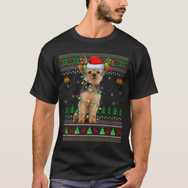 T-shirt Yorkie Dog Ugly Christmas Sweaters Holiday Santa X (Devant)