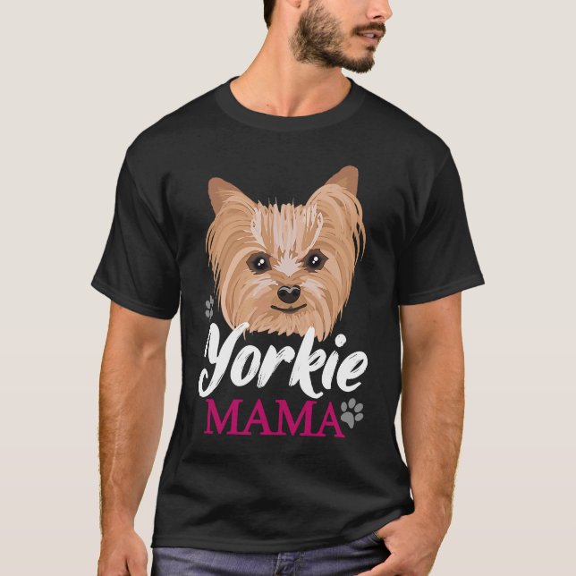 T-shirt Yorkie Mama Maman Mère Cute Yorkshire Terrier Chie (Devant)