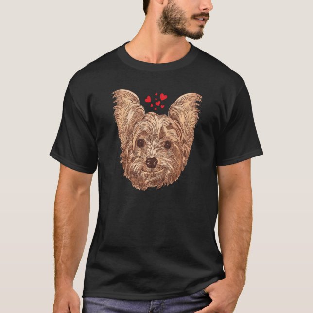 T-shirt Yorkie Maman Chien Lunettes de soleil Amour Coeur  (Devant)
