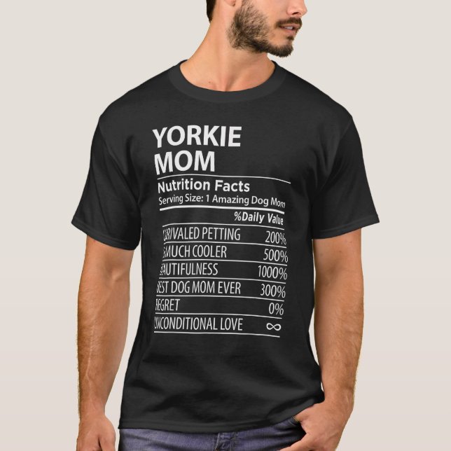 T-shirt Yorkie Mom Nutrition Facts Yorkie Chien Propriétai (Devant)
