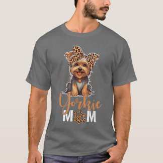 T-shirt Yorkie Mom Yorkshire Leopard Dog Lovers Mothers Da