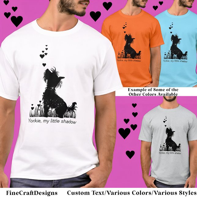T-shirt Yorkie My Little Shadow Hearts Love Silhouette E7 (Créateur téléchargé)