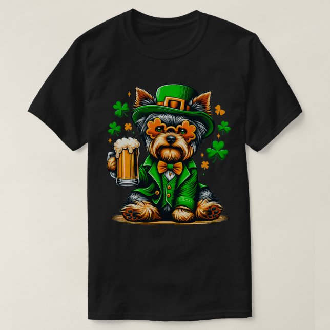 T-shirt Yorkie Patricks Day Outfit For Lover Dog (Design devant)