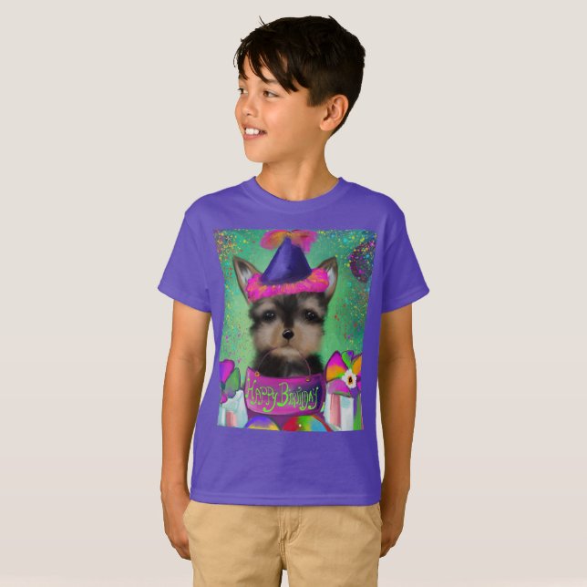 T-SHIRT YORKIE POO ANNIVERSAIRE     (Devant entier)