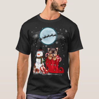T-shirt Yorkie Terrier Santa Hat Snowman Boot Père Noël so