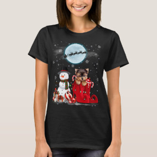 T-shirt Yorkie Terrier Santa Hat Snowman Boot Père Noël so