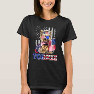 T-shirt Yorkie Yorkshire Chien Drapeau Américain Meric Pat