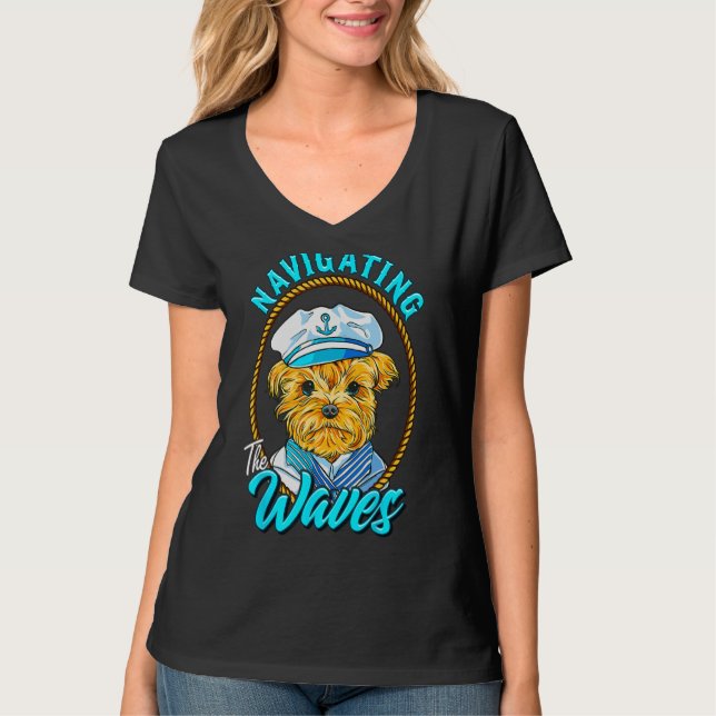 T-shirt Yorkshire Sailor Navigating the Waves Yorkie Puppy (Devant)