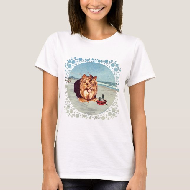 T-shirt Yorkshire Terrier à la Plage (Devant)
