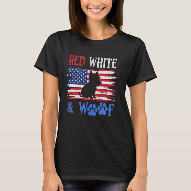 T-shirt Yorkshire Terrier American Flag USA Red White & Wo (Devant)