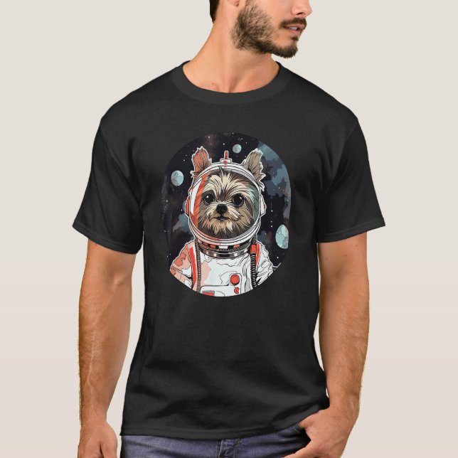 T-shirt Yorkshire Terrier Astronaut Funny Dog Space Suit (Devant)