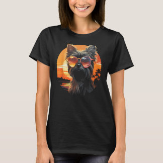 T-shirt Yorkshire Terrier Avec Lunettes De Soleil Retro Su