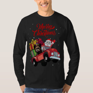 T-shirt Yorkshire Terrier Avec Père Noël En Camion Rouge D