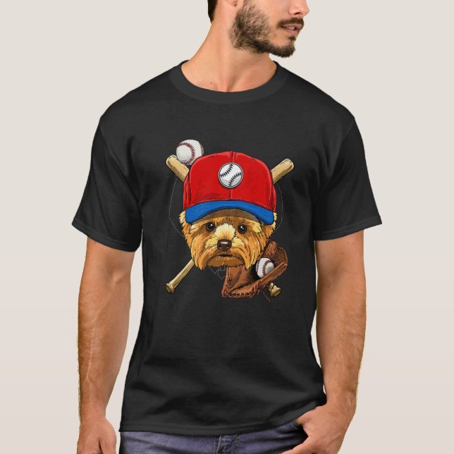T-shirt Yorkshire Terrier Baseball Amoureux de les chiens  (Devant)
