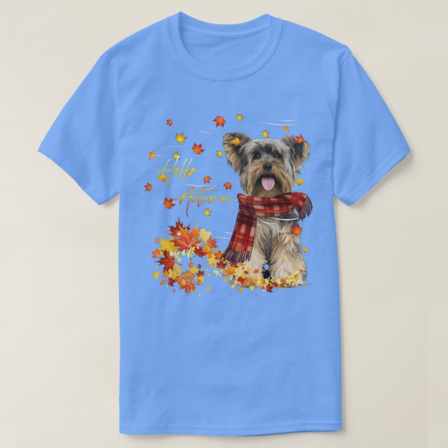 T-shirt Yorkshire Terrier Bonjour Automne Pour Amoureux de (Design devant)