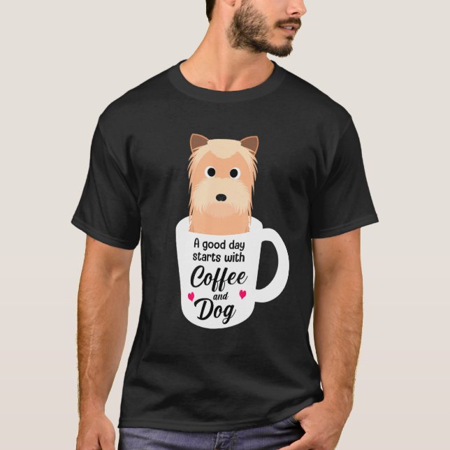 T-shirt Yorkshire Terrier Café pour chien humoristique (Devant)