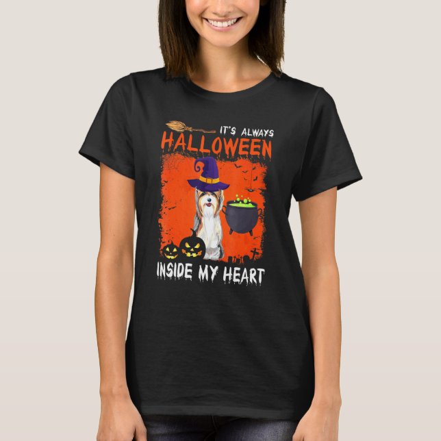 T-shirt Yorkshire Terrier C'Est Toujours Halloween Dans Mo (Devant)