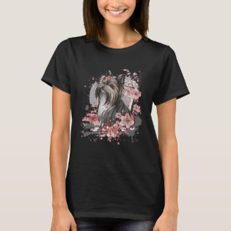 T-shirt Yorkshire Terrier Cherry Blossom Chien race Japane