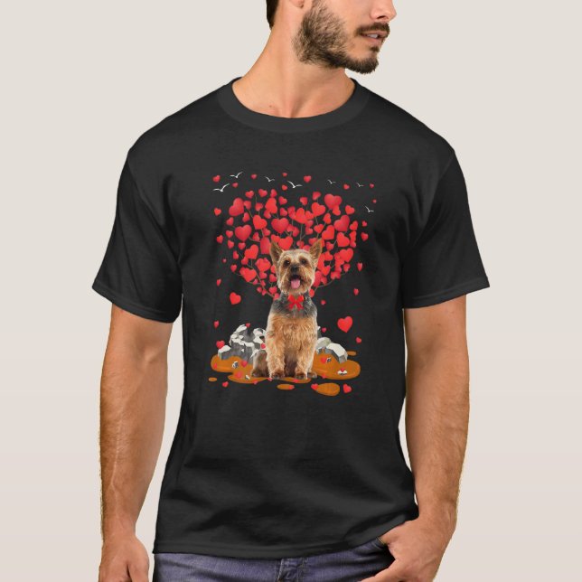 T-shirt Yorkshire Terrier Chien Coeur Valentines Jour Chie (Devant)
