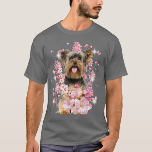 T-shirt Yorkshire Terrier Chien Japonais Fleur de cerisier