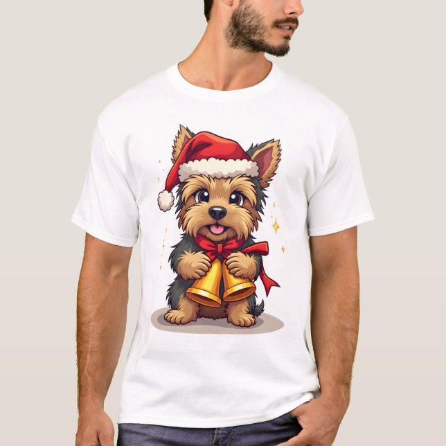 T-shirt Yorkshire Terrier Cloches de Noël (Devant)