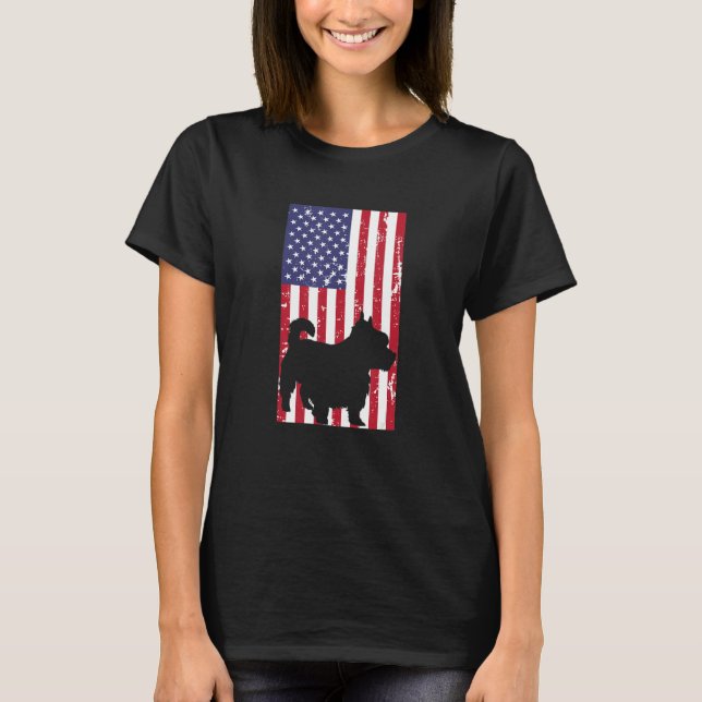 T-shirt Yorkshire Terrier Distressed Patriotic All America (Devant)