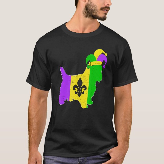 T-shirt Yorkshire Terrier Dog Mardi Gras Carnival Funny Pu (Devant)