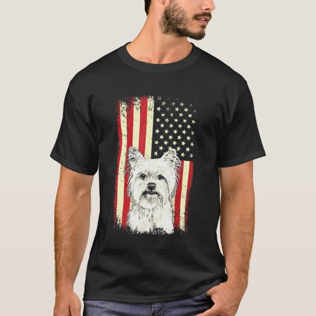 T-shirt Yorkshire Terrier Drapeau américain 4 juillet Patr (Devant)