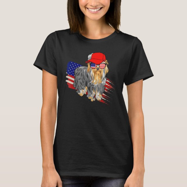 T-shirt Yorkshire Terrier Drapeau Américain Patriotique 4è (Devant)