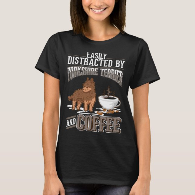 T-shirt Yorkshire Terrier Et Café Yorkie (Devant)