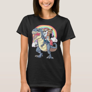 T-shirt Yorkshire Terrier Et Unicorne Ride T Rex Comme Bos