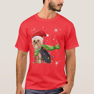 T-shirt Yorkshire Terrier Feux d'arbre de Noël Lumières Dr