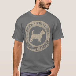 T-shirt Yorkshire Terrier, fidèle brave amour vintage d