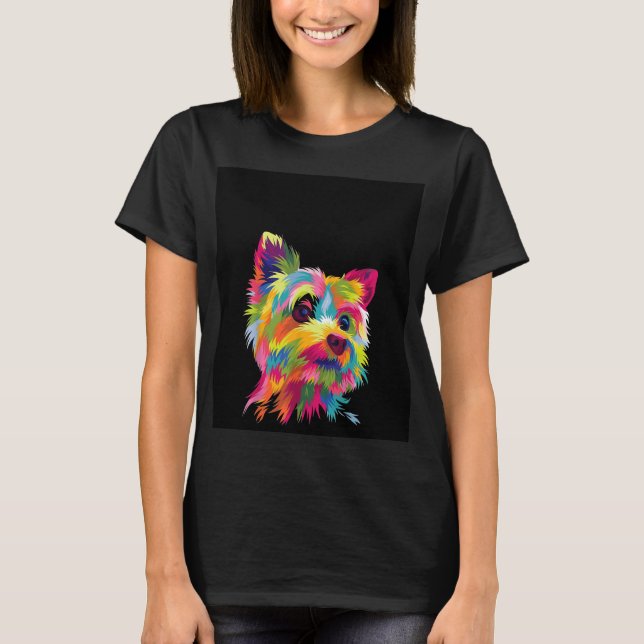 T-shirt Yorkshire Terrier Funny Yorkie Pop Art Popart Chie (Devant)