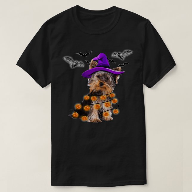 T-shirt Yorkshire Terrier Halloween Citrouille (Design devant)