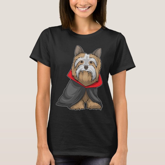 T-shirt Yorkshire Terrier Halloween Vampire (Devant)
