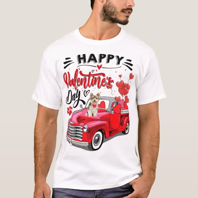 T-shirt Yorkshire Terrier Heureuse Sainte-Valentin de cami (Devant)
