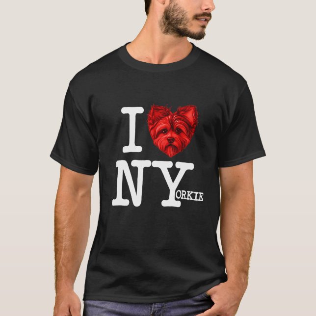 T-shirt Yorkshire Terrier   I Heart New Yorkie Pun Parody (Devant)