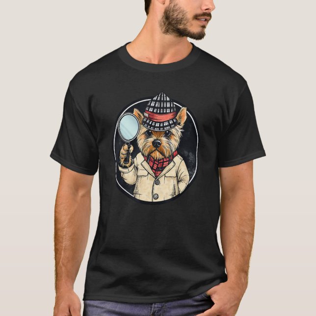 T-shirt Yorkshire Terrier Inspecteur Funny Chien Mystère (Devant)