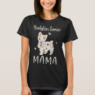 T-shirt Yorkshire Terrier Mama Floral Chien Maman Amour