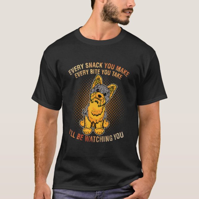 T-shirt Yorkshire Terrier mème Chaque collation je vais re (Devant)