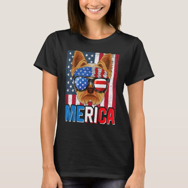 T-shirt Yorkshire Terrier Merica 4 juillet Yorkie Amérique (Devant)