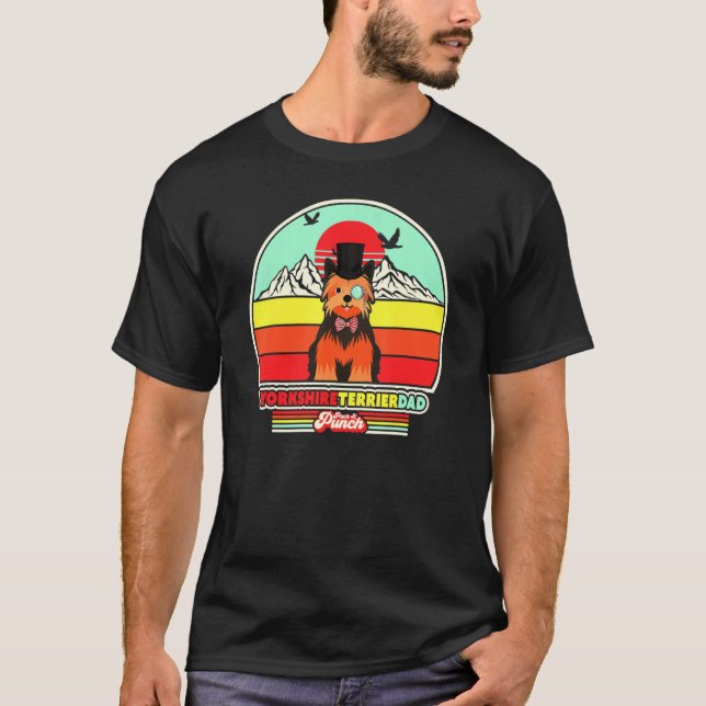 T-shirt Yorkshire Terrier Papa Retro Style (Devant)