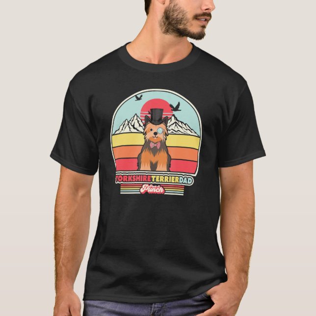 T-shirt Yorkshire Terrier Papa Retro Style (Devant)