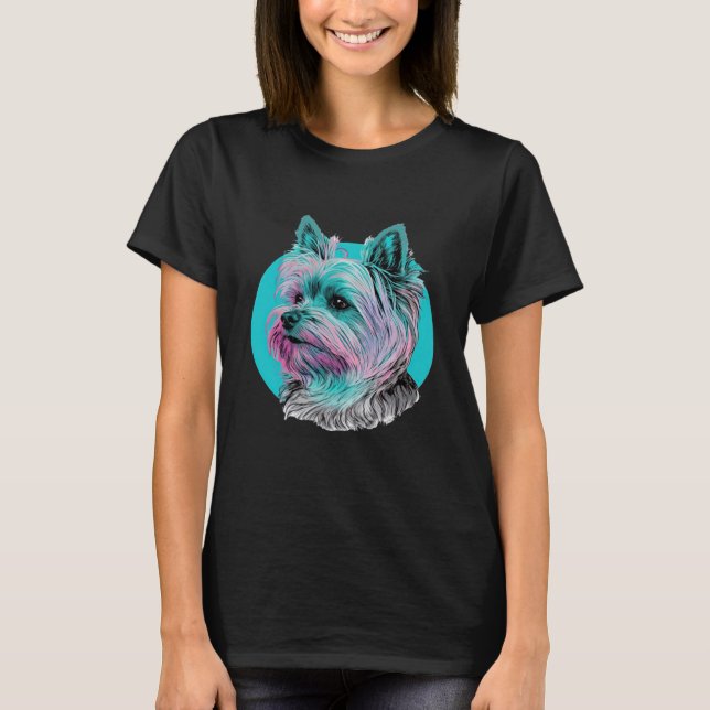 T-shirt Yorkshire Terrier Pastel Vaporwave Esthétique (Devant)