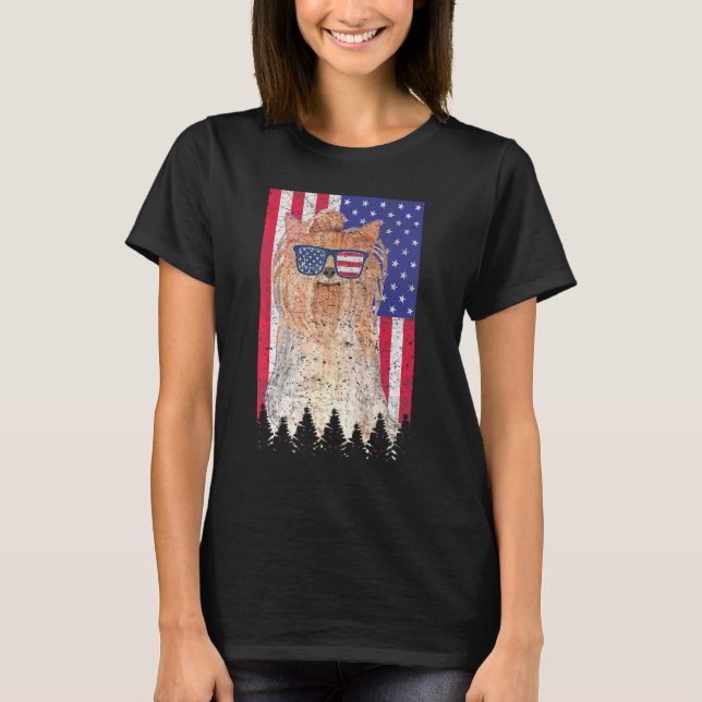 T-shirt Yorkshire Terrier Patriotic Chien Usa Pride Améric (Devant)