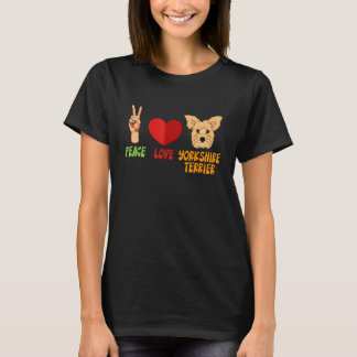 T-shirt Yorkshire Terrier Peace Love Unity Coeur Truce Pet