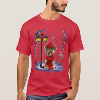 T-shirt Yorkshire Terrier Père Noël Neige Noël clair Vent